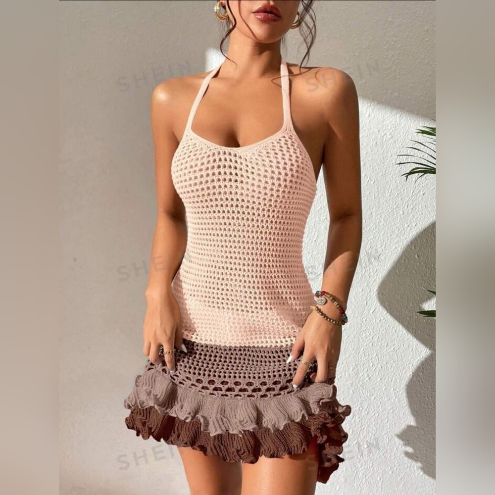 Shein halter neck cover up, beach wear swimsuit cover up
